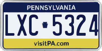 PA license plate LXC5324