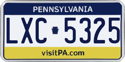 PA license plate LXC5325