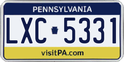 PA license plate LXC5331
