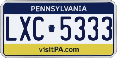 PA license plate LXC5333