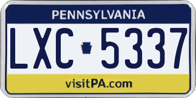 PA license plate LXC5337
