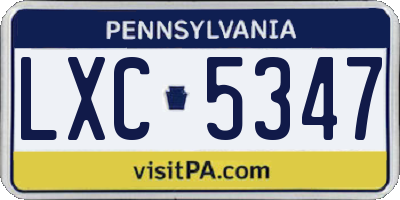 PA license plate LXC5347