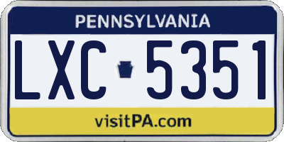 PA license plate LXC5351