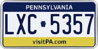 PA license plate LXC5357