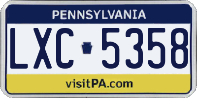 PA license plate LXC5358