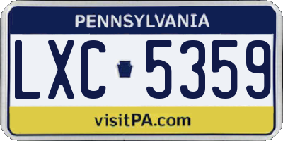 PA license plate LXC5359