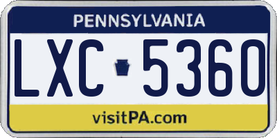 PA license plate LXC5360