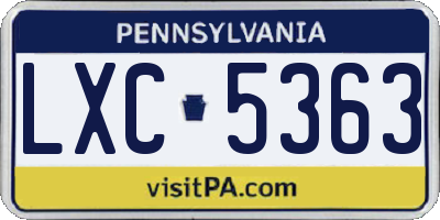 PA license plate LXC5363