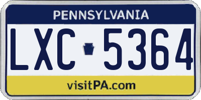 PA license plate LXC5364