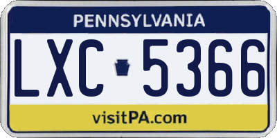 PA license plate LXC5366