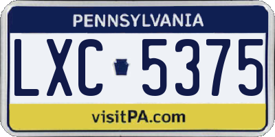 PA license plate LXC5375