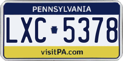 PA license plate LXC5378