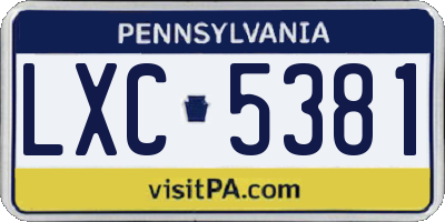 PA license plate LXC5381