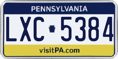 PA license plate LXC5384