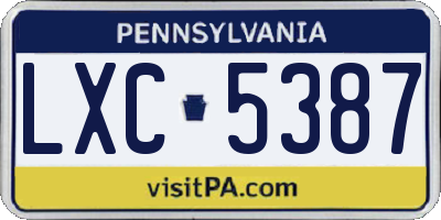 PA license plate LXC5387
