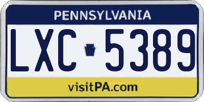 PA license plate LXC5389