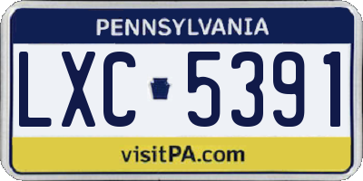 PA license plate LXC5391