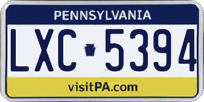 PA license plate LXC5394