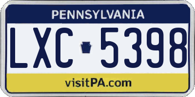 PA license plate LXC5398