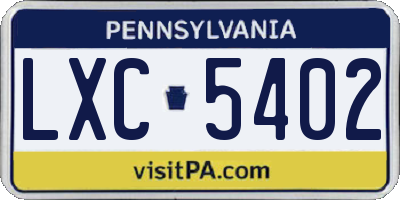 PA license plate LXC5402