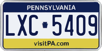 PA license plate LXC5409