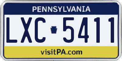 PA license plate LXC5411