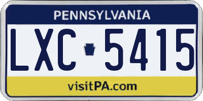 PA license plate LXC5415