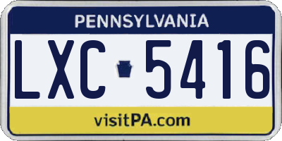 PA license plate LXC5416