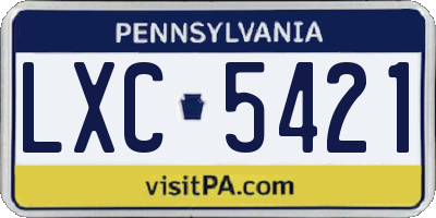 PA license plate LXC5421