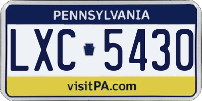 PA license plate LXC5430