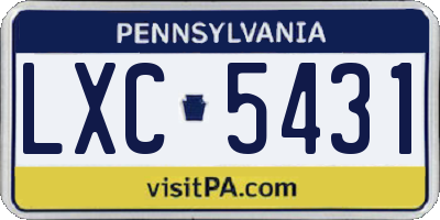 PA license plate LXC5431