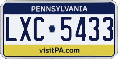 PA license plate LXC5433