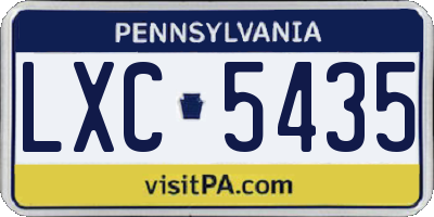 PA license plate LXC5435