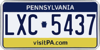 PA license plate LXC5437
