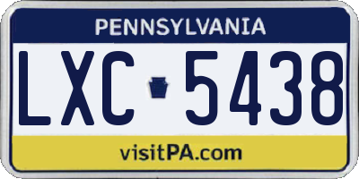 PA license plate LXC5438