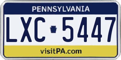 PA license plate LXC5447