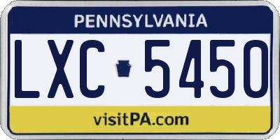 PA license plate LXC5450
