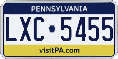 PA license plate LXC5455