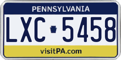 PA license plate LXC5458