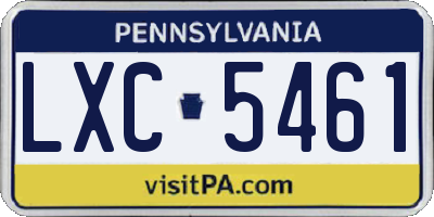 PA license plate LXC5461