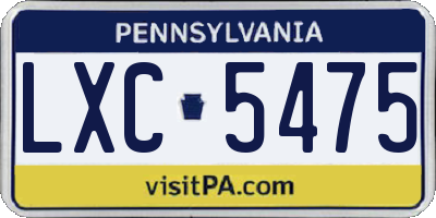 PA license plate LXC5475