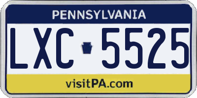 PA license plate LXC5525