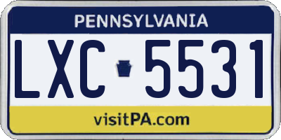 PA license plate LXC5531