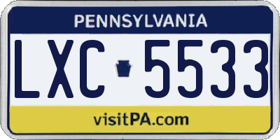 PA license plate LXC5533