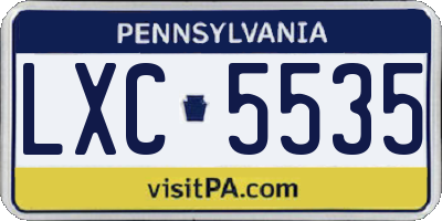 PA license plate LXC5535