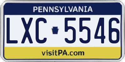 PA license plate LXC5546