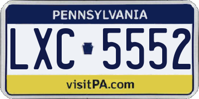 PA license plate LXC5552