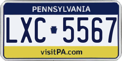 PA license plate LXC5567
