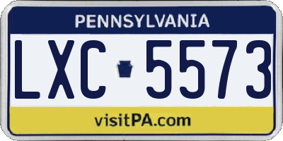 PA license plate LXC5573