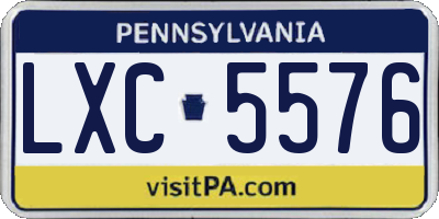 PA license plate LXC5576